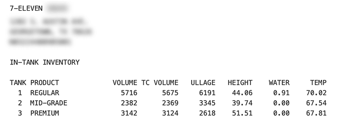 Example: Gas Station Pump Inventories